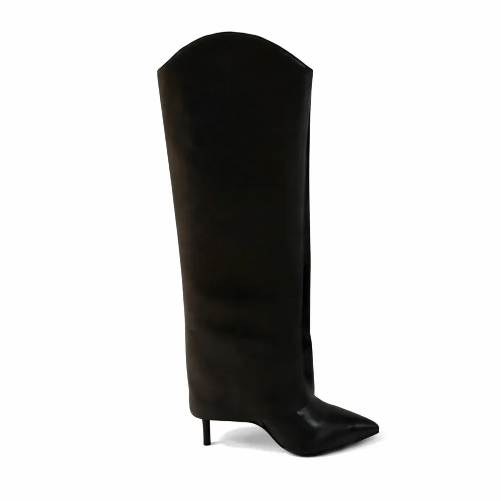 Schutz Maryana Cloak Black Leather Boots 8